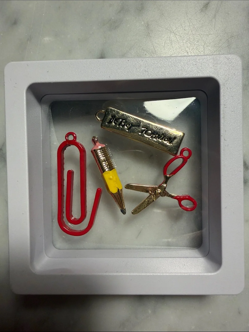 Betsey Johnson Red and Gold School Supply Charms